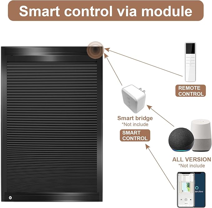 LEXEN Smart Bottom Up Honeycomb Shades WiFi Enabled Motorized Cellular Blinds Works with Alexa/Google Home Easy Install Blackout Honeycomb Blinds with Aluminum Frame Customize Size-White(Black Frame)