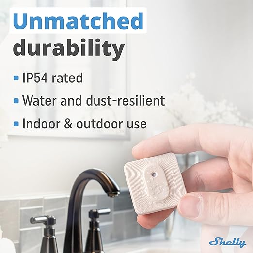 Shelly Bluetooth Smart Temperature & Humidity Sensor with Remote App Control & Monitoring, Home Assistant, Alexa, Google Home, Smart Scenes, IP54, Notification Alerts, Blu H&T Ivory