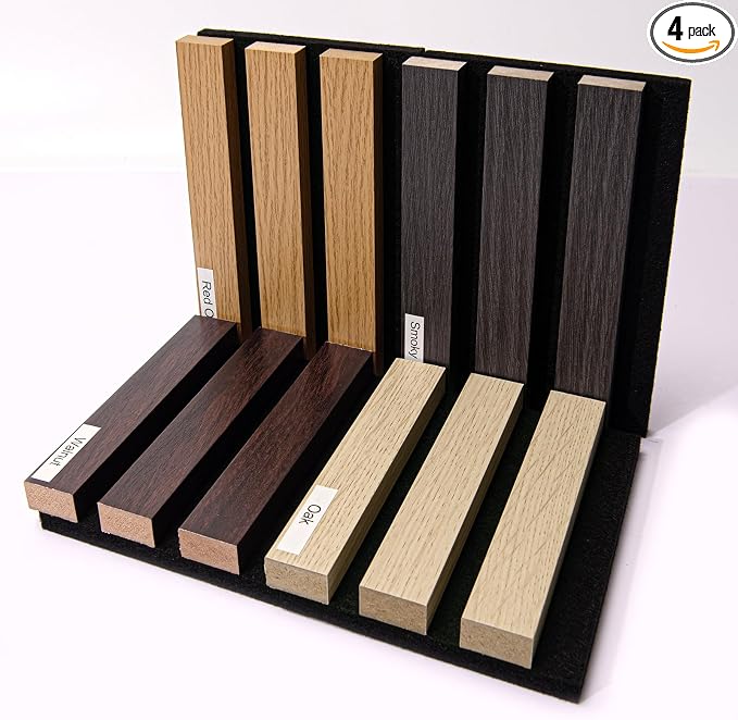 Wood Slat Wall Panel, 4 Pack Wood Panels by AMZDEPOT