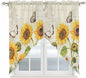 Farm Sunflowers Swag Valances for Windows, Retro Flowers Butterfly Botanical by Unknown