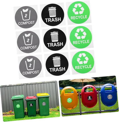 9pcs Trash Can Stickers for Waste Sorting Self-Adhesive Garbage Classification - Image 3