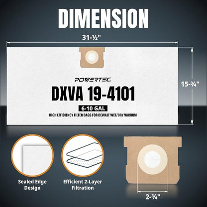 POWERTEC DXVA19-4101 Vacuum Bags 5 Pack - Image 2