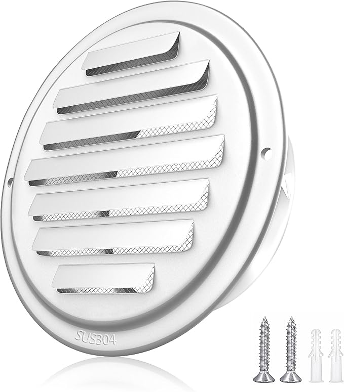 4'' Shiny Silver Paint Stainless Steel Air Vents, Louvered Grille Cover Vent by puunkeey