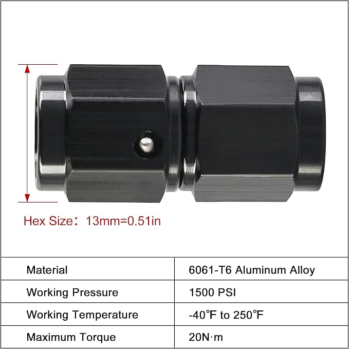 EVIL ENERGY 3AN Female to 3AN Female Straight Swivel Coupler Union Fitting - Image 2