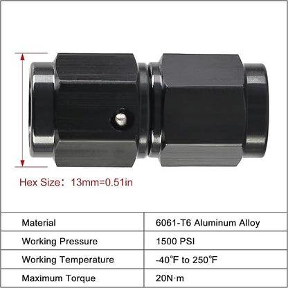EVIL ENERGY 3AN Female to 3AN Female Straight Swivel Coupler Union Fitting - Image 2