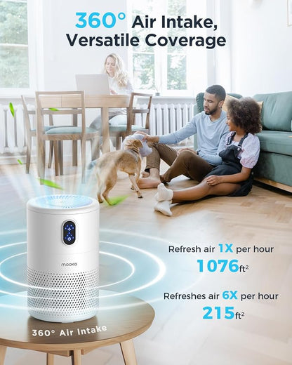 MOOKA Air Purifiers for Home Large Room up to 1076ft², H13 True HEPA Air Filter - Image 3