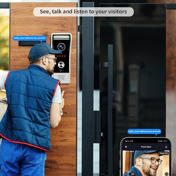 Video Doorbell Intercom System,10 Inches Touch Screen (Black) Video Doorbell Door Phone System,Support Remote Unlock, Dual-Way Intercom,Night Vision for Villa House Apartment (2-Camera + 1-Monitor)