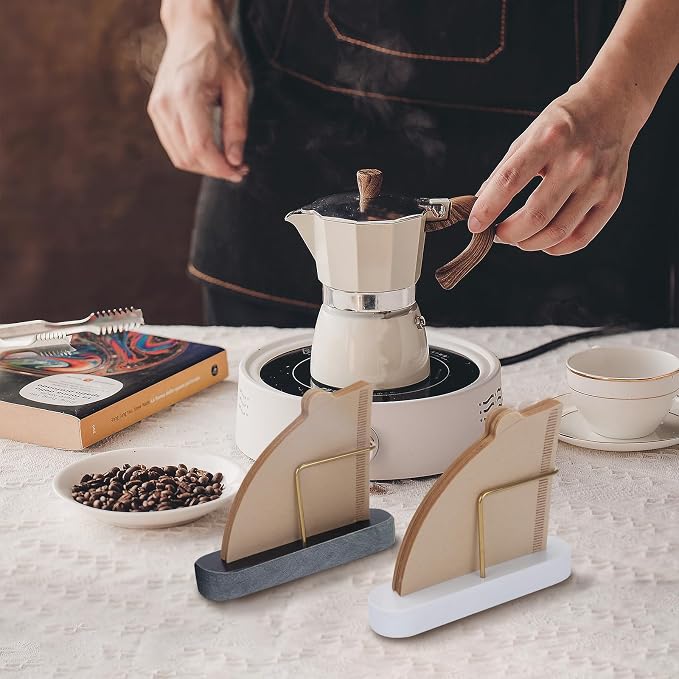 Coffee Filter Holder, Marble & Brass Cone Coffee Filters Holder Organizer - Image 6
