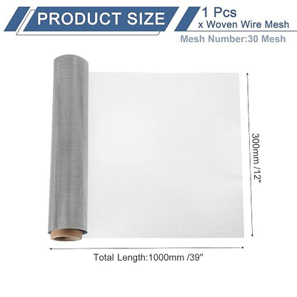 uxcell 30 Mesh 39" x 12" Woven Wire Mesh, 304 Stainless Steel Air Vent Filter - Image 2