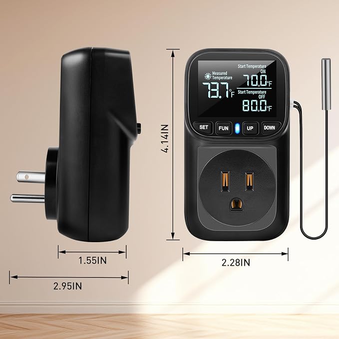 Diymore Digital Temperature Controller Outlet - 1800W Plug-in Thermostat - Image 5