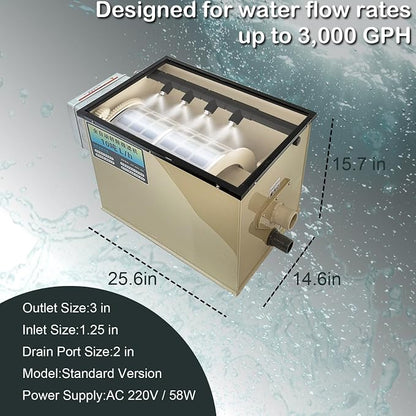 Koi Pond Rotary Drum Filter 3000GPH 220V, Fully Automatic Self-Cleaning Filter - Image 2