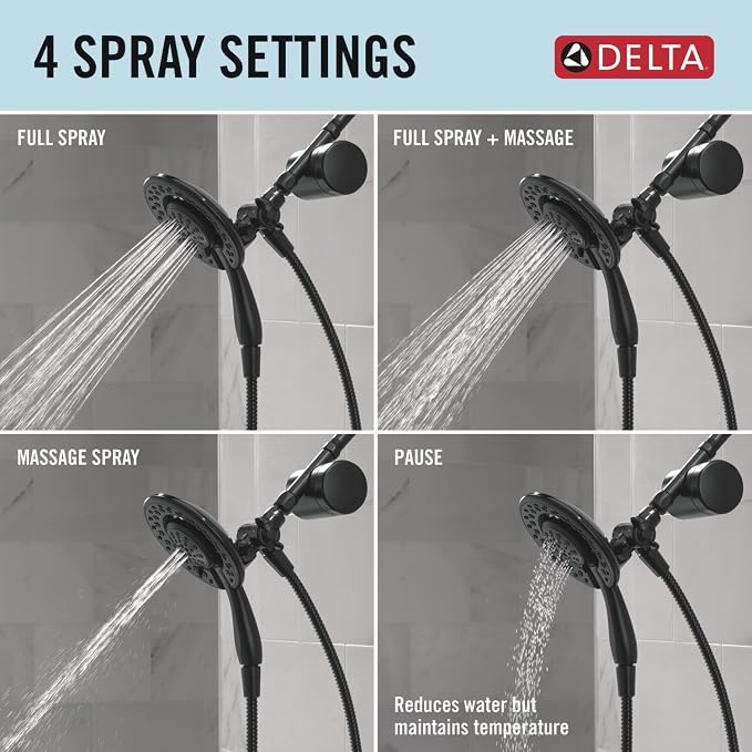 Delta Faucet 4-Setting In2ition 2-in-1 Dual Shower Head - Image 6