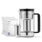 Aarke Purifier Large 1.66L Glass Pitcher Bundle w/Steel Filter, 3 Enriched + 1 by aarke