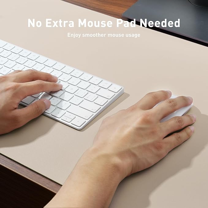 Aothia Large PU Leather Desk Pad Protector – Non-Slip Mouse Pad & Writing Mat for Office/Home, Waterproof, Easy to Clean (31.5" x 15.7", Eggshell)