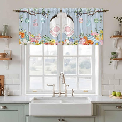 Easter Kitchen Tier Curtains 24 Inch Long 2 Panel Set, Rod Pocket Cafe Small - Image 3