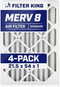 Filter King 21.5x54x1 Air Filter | 4-PACK | MERV 8 HVAC Pleated A/C Furnace by FilterKing