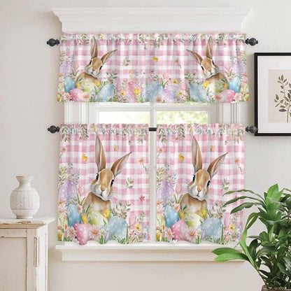 Kitchen Curtains Tiers and Valance Set of 3, Easter Light Filtering Window - Image 2
