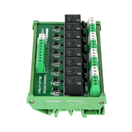 GUETNEU Relay Board, 8 Channel 1 SPDT DIN Rail Mount 24V DC/AC Relay, Interface Board