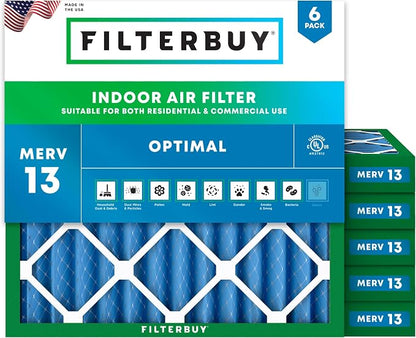 Filterbuy 12x12x2 Air Filter MERV 13 Optimal Smoke & Allergy Defense, by Filterbuy