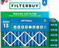 Filterbuy 12x12x2 Air Filter MERV 13 Optimal Smoke & Allergy Defense, by Filterbuy
