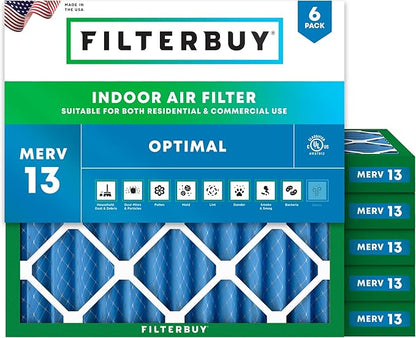 Filterbuy 18x18x2 Air Filter MERV 13 Optimal Smoke & Allergy Defense, by Filterbuy