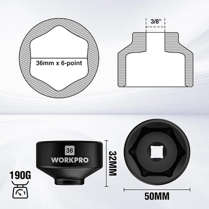 WORKPRO 36mm Oil Filter Socket Wrench, Oil Filter Removal Tool, Oil Filter - Image 2