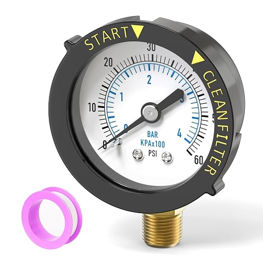0-60PSI Pool Filter Pressure Gauge, 1/4" NPT Lower Mount, by BOGERDACK