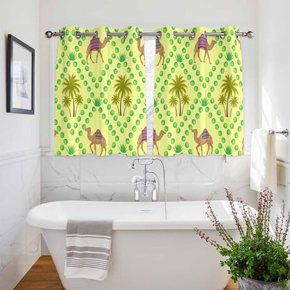 2 Panel Kitchen Cafe Curtains, Desert Sand Camels Sunlight Filtering Nature Air - Image 3