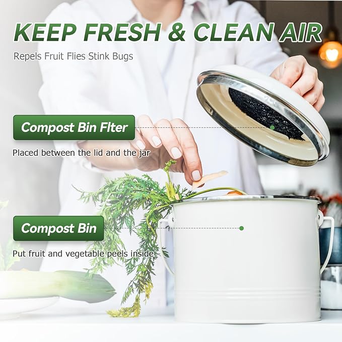 Charcoal Filters for Compost Bucket, 6 Pack Compost Bin Filter, 6.7 inch - Image 3