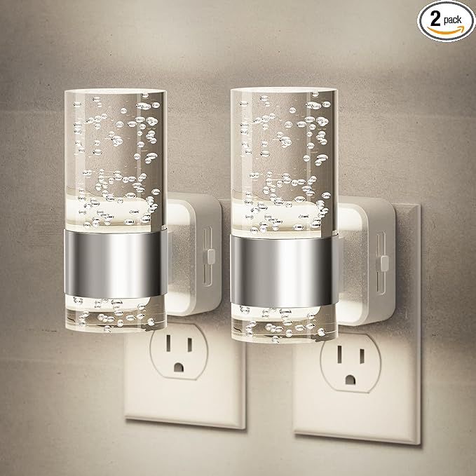JandCase Night Light, Night Lights Plug into Wall,2 Pack LED Nightlight with Adjustable Brightness, 5000K，Automatic Night Light Plug in with Auto Light Sensor for Bathroom Hallway Room Decor