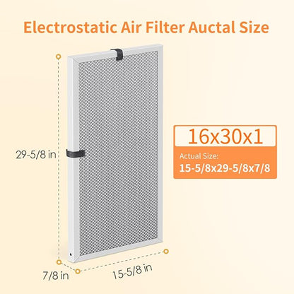 2-Pack 16x30x1 MERV 8 Reusable & Washable Electrostatic Air Filters - Image 2