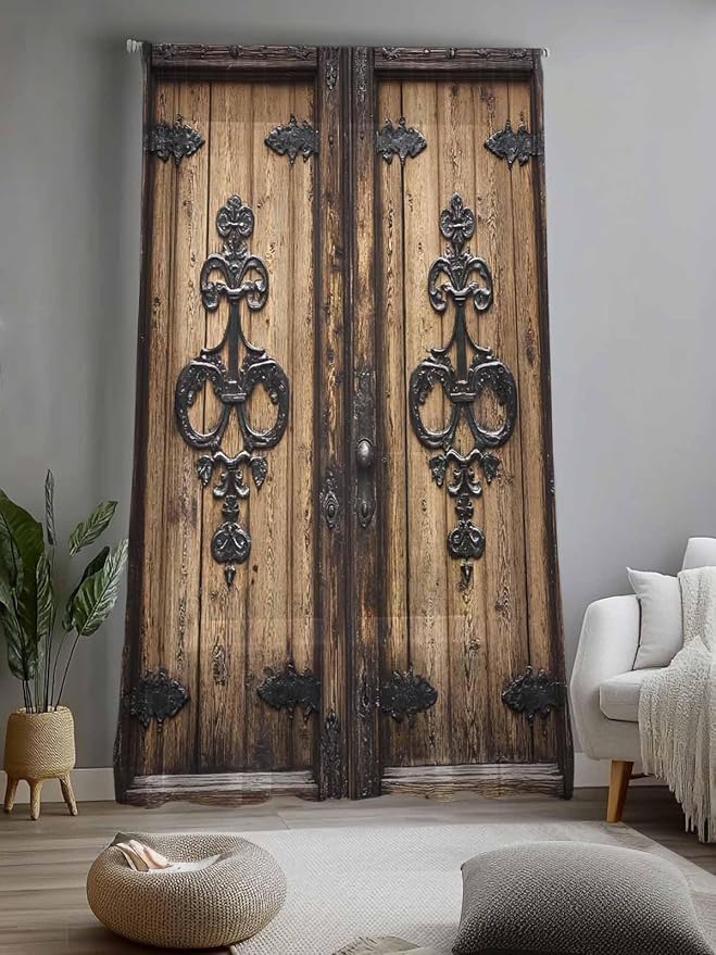 Sheer Curtains 108 Inches Long, Barn Door Semi Sheer Curtains Light Filtering - Image 2