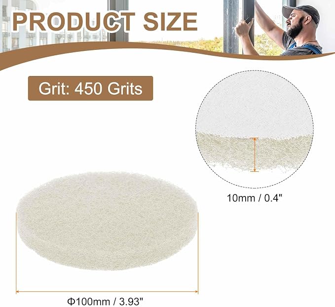 HARFINGTON 24pcs Scrubber Scouring Pads 450 Grits 4 Inch Drill Power Brush Hoop - Image 2
