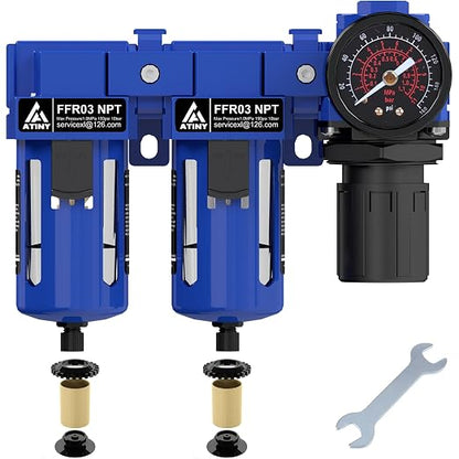 3/8" NPT Air Dryer System, Air Compressor Filter Dryer, 5 and 5 Micron Filter by ATINY