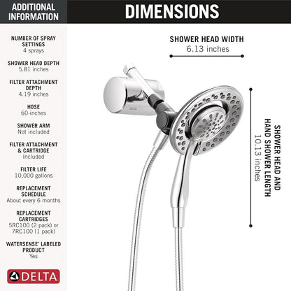 Delta Faucet 4-Setting In2ition 2-in-1 Dual Shower Head - Image 7