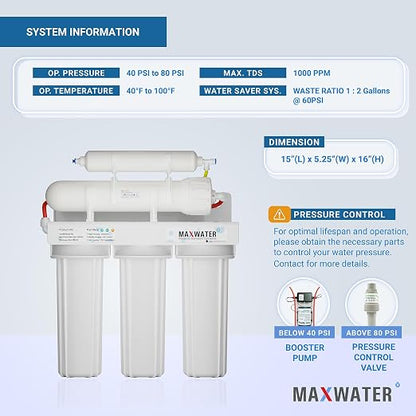 Max Water 5 Stage 100 GPD RO Standard Water Filtration System - Image 3