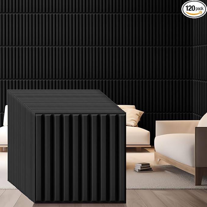 Nuanchu 120 Pcs 3D Slat Wall Panels 12 x 12 Inch PVC Fluted Textured Panel by Nuanchu