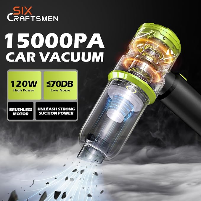Handheld Car Vacuum with 15000PA Power, 4 in 1 Powerful Cordless Vacuum Cleaner - Image 2