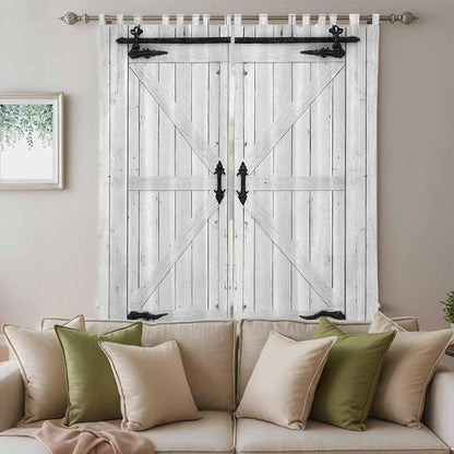 Farmhouse Wood Grain Living Room Curtains 84 Inch Length, Window Curtains Tab - Image 3
