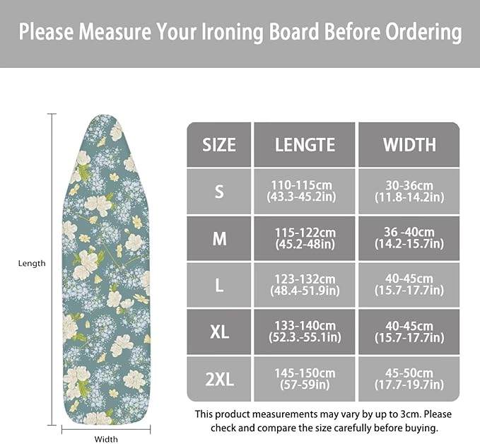 ZCFYGDX Dandelion Flower Print Ironing Board Cover Decor, Resist Scorching & Staining, Easy to Install Resistant Elastic Edges, 3 Nylon Buckle Straps Fasteners, Protective Scorch Cloth Covers Size-M