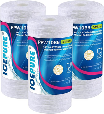 ICEPURE 5 Micron 10”*4.5'' Whole House Sediment String Wound Water Filter by ICEPURE