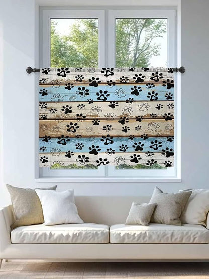 Sheer Curtains 54 Inch Length, Vintage Farmhouse Rustic Wooden Grain Privacy - Image 4