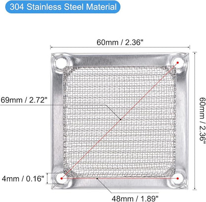 MECCANIXITY 60mm Computer Fan Filter Grills Stainless Steel Mesh Dustproof Case - Image 2