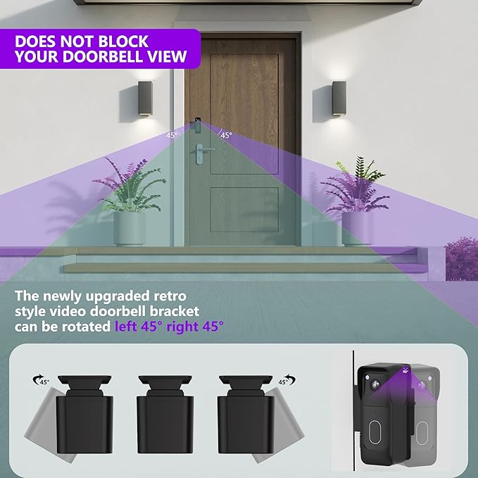Blink Doorbell Mount (2nd Gen/Newest Model), 90° Adjustable, Anti-Theft, No-Drill Mount for Blink Video Doorbell, Not Block Doorbell Motion Sensor, Easy to Install, Fit for Blink Doorbell Camera
