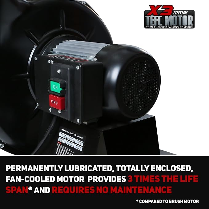 Bucktool 1.5HP Portable Dust Collector, 1100 CFM Workshop Dust Extraction - Image 4