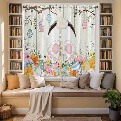 Easter Window Curtains 63 Inch Long 2 Panel Set, Rod Pocket Bedroom Curtains & - Image 3