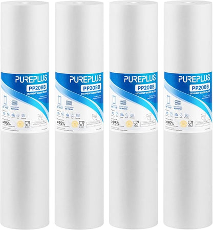PUREPLUS 20 Micron 20" x 4.5" Whole House Sediment Home Water Filter by PUREPLUS