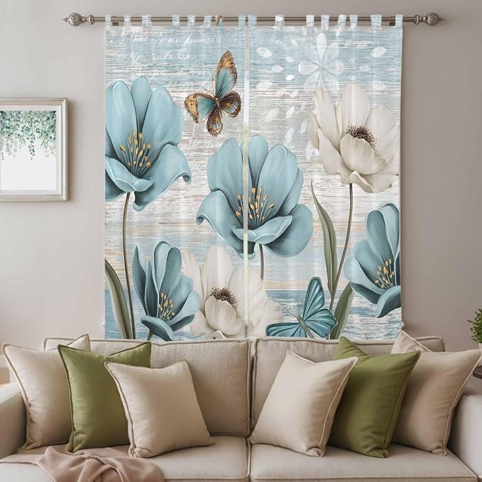 Spring Floral Living Room Curtains 84 Inch Length, Window Curtains Tab Top - Image 3