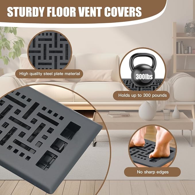 Floor Vents Heavy Duty Walkable Steel Floor Registers 4x10 Inch Floor Air Vent - Image 3
