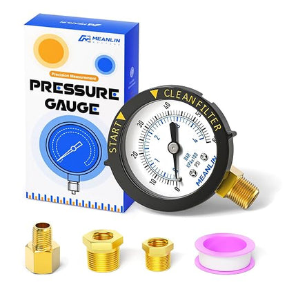 MEANLIN MEASURE 0~60Psi Plastic Frame 1/4" NPT Start and Clean Filter Pressure by MEANLINMEASURE
